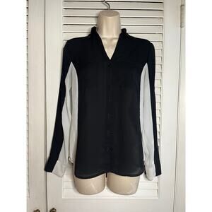 Express black/ivory Portofino Shirt‎ XS semi sheer party work preppy